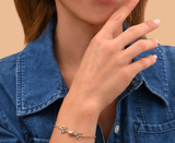 Bracelet chaine ajustable féminin cabochon résine émaillée I blanc by Satellite