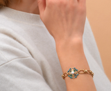 Bracelet chaine ajustable tendance motif floral perles I bleu by Satellite