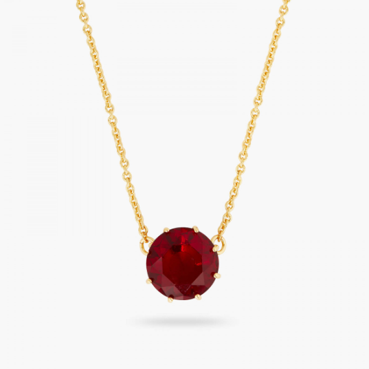 Collier pendentif rond La Diamantine | rouge grenat by Les Néréides