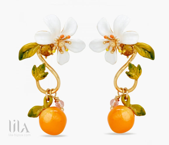 Boucles Doreilles Effet Baroque Orange Et Fleur Dorange By Les Néréides Bijoux