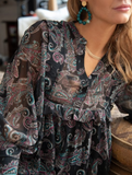 Robe Solal Imprimé Cachemire Noir By Opullence Vêtements