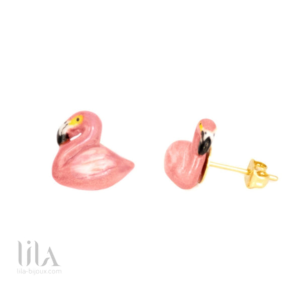 Puces Flamants Roses By Nach Bijoux