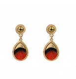 Boucles d'oreilles percées glamour plume et cuir I rouge by Satellite