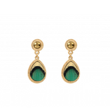 Boucles d'oreilles percées glamour plume et cuir I vert  by Satellite