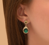 Boucles d'oreilles percées glamour plume et cuir I vert  by Satellite