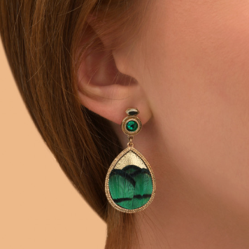 Boucles D'oreilles Pendantes Satellite - Cristaux Swarovski Multicolores Sur Bronze - Occasion