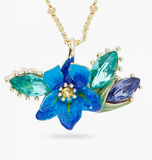 Collier pendentif iris de Sibérie et verre facetté by Les Néréides