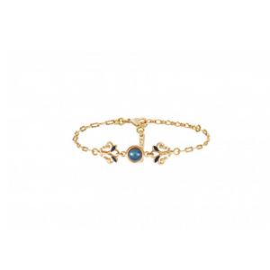 Bracelet chaine ajustable féminin cabochon résine émaillée I bleu by Satellite