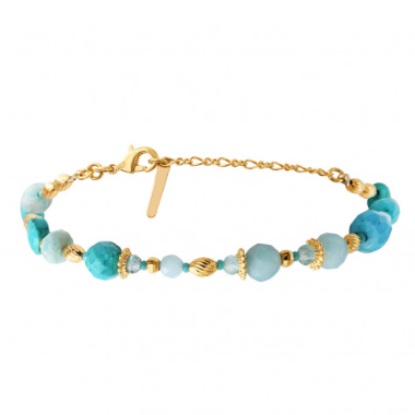 Bracelets perles ajustable coloré pierres turquoises by Satellite