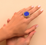 Bague ajustable intemporelle lapis lazuli reconstitué I bleu by Satellite
