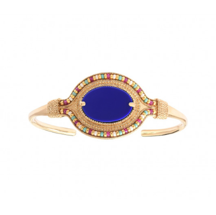 Bracelet jonc précieux lapis lazuli reconstitué I bleu by Satellite
