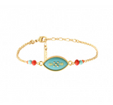 Bracelet chaînette réglable féminin résine perles I turquoise by Satellite