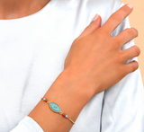 Bracelet chaînette réglable féminin résine perles I turquoise by Satellite