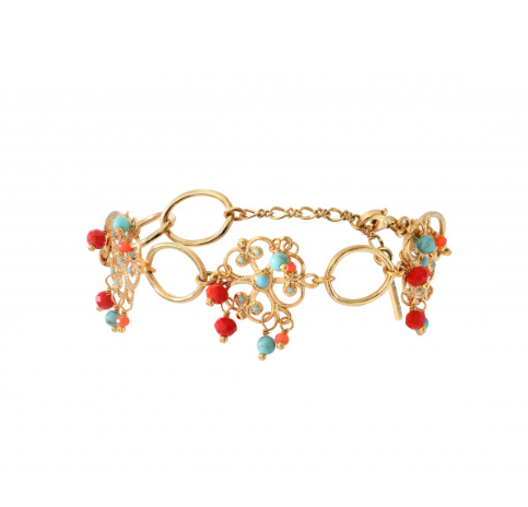 Bracelet chaîne réglable fantaisie perles I turquoise by Satellite