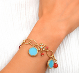 Bracelet chaîne pendentif perles résine émaillée I turquoise by Satellite