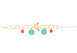 Bracelet chaîne pendentif perles résine émaillée I turquoise by Satellite