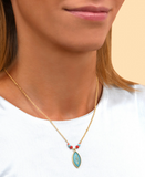 Collier pendentif ajustable coloré résine émaillée I turquoise by Satellite