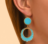 Boucles d'oreilles dormeuses intemporelles résine I turquoise by Satellite