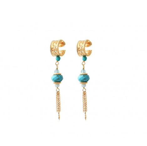 Boucles d'oreilles percées féminines pierres dures I turquoise by Satellite