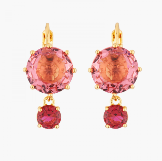 Boucles d'oreilles dormeuses pierres rondes rose et rouge La diamantine | multicolore by Les Néréides