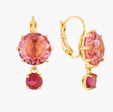 Boucles d'oreilles dormeuses pierres rondes rose et rouge La diamantine | multicolore by Les Néréides