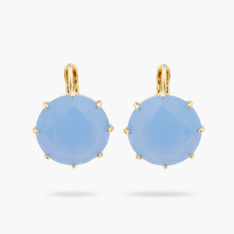 Boucles d'oreilles dormeuses pierre ronde La diamantine | bleu ciel by Les Néréides