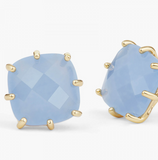 Boucles d'oreilles dormeuses pierre carrée La diamantine | bleu ciel by Les Néréides