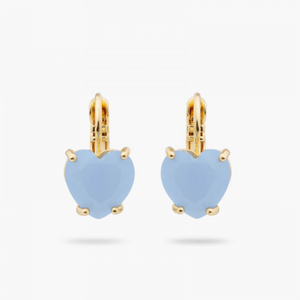 Boucles d'oreilles dormeuses pierre coeur La diamantine | bleu ciel by Les Néréides