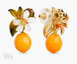 Boucles Doreilles Tiges Orange Et Fleur Doranger By Les Néréides Bijoux
