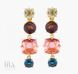Boucles Doreilles Clips 4 Pierres La Diamantine Multicolore By Les Néréides Bijoux