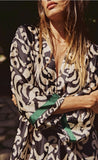 Kimono Myriam Noir Et Vert By Opullence Vêtements